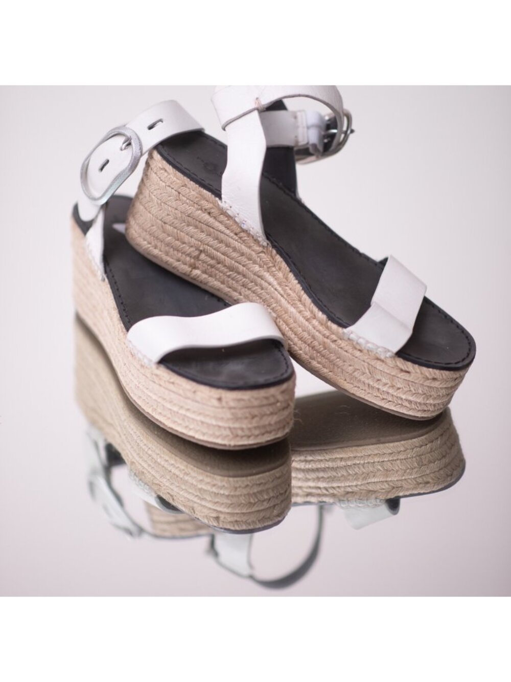 rag & bone White Espadrille Platform Sandals Womens 39 Handmade Spain Euro Style